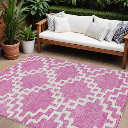 Tabselect Home Line 8' X 10' Blush And Ivory Geometric Washable Indoor Outdoor Area Rug