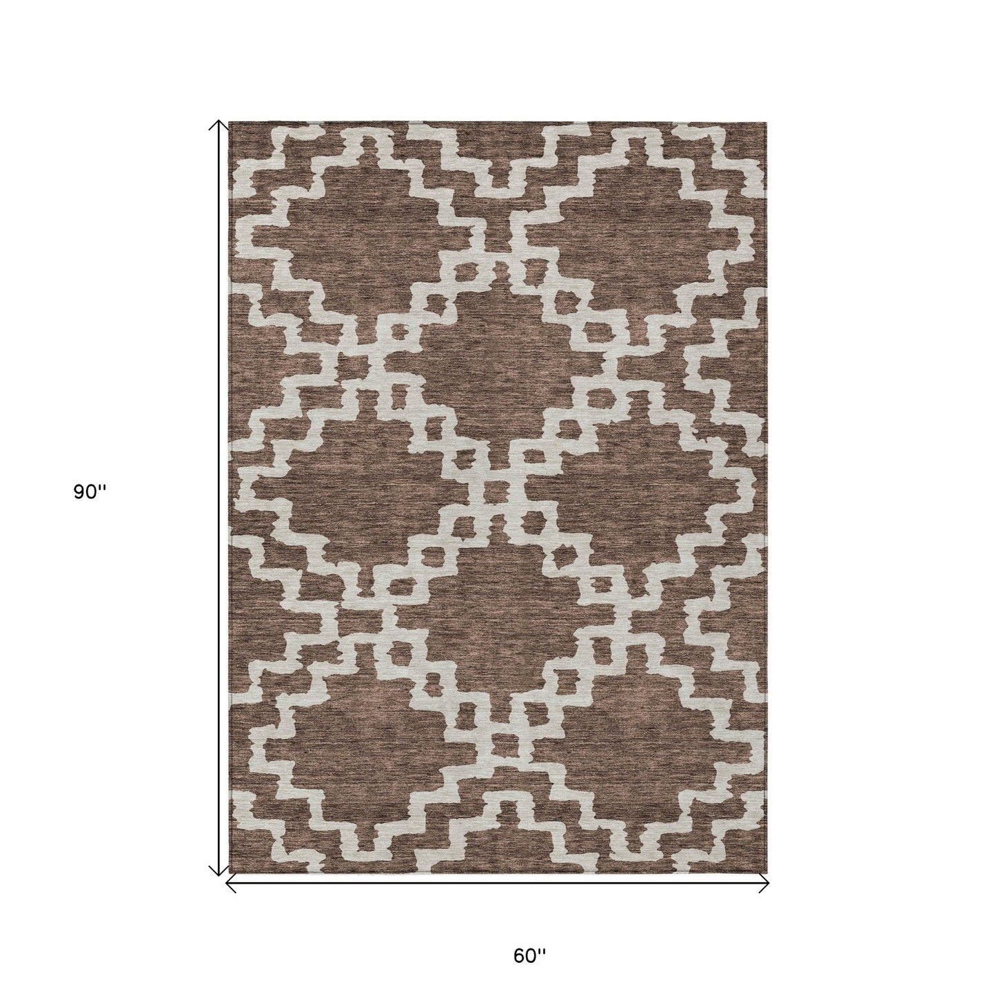 Tabselect Home Line 5' X 8' Brown And Ivory Geometric Washable Indoor Outdoor Area Rug