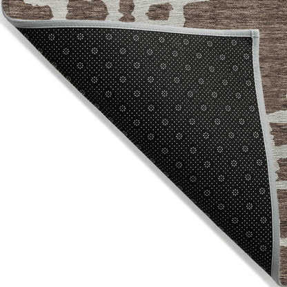 Tabselect Home Line 5' X 8' Brown And Ivory Geometric Washable Indoor Outdoor Area Rug