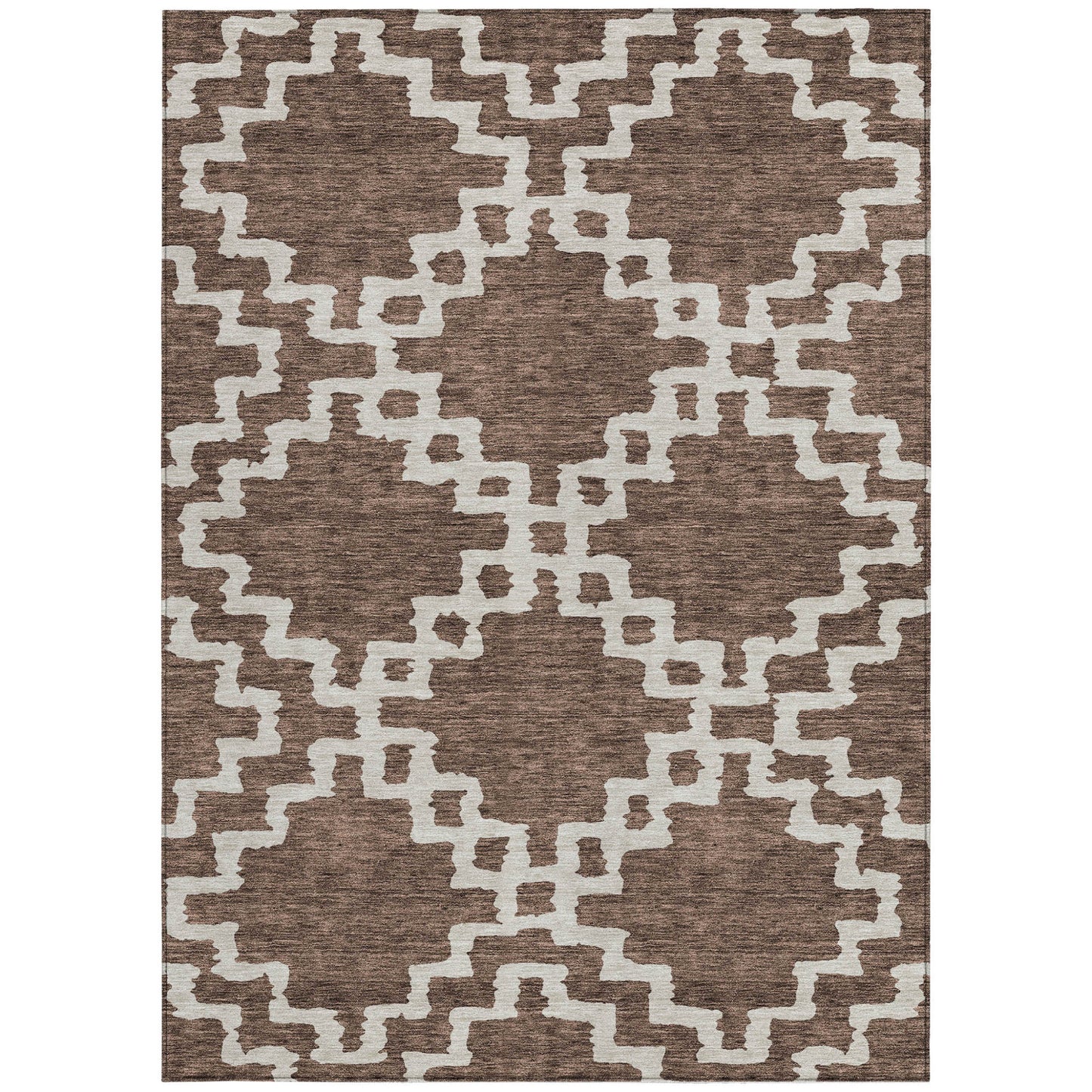 Tabselect Home Line 5' X 8' Brown And Ivory Geometric Washable Indoor Outdoor Area Rug