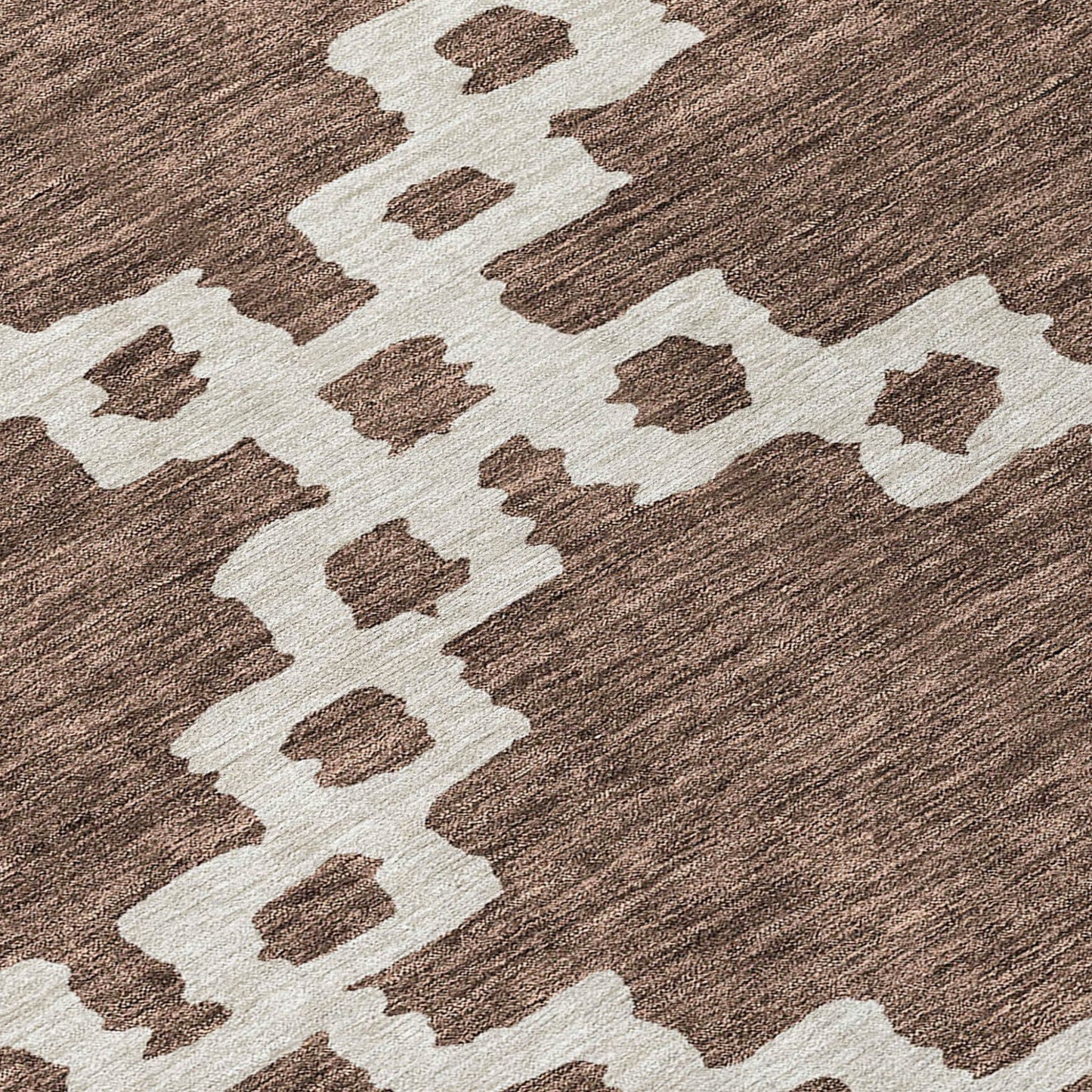 Tabselect Home Line 8' Brown And Ivory Round Geometric Washable Indoor Outdoor Area Rug
