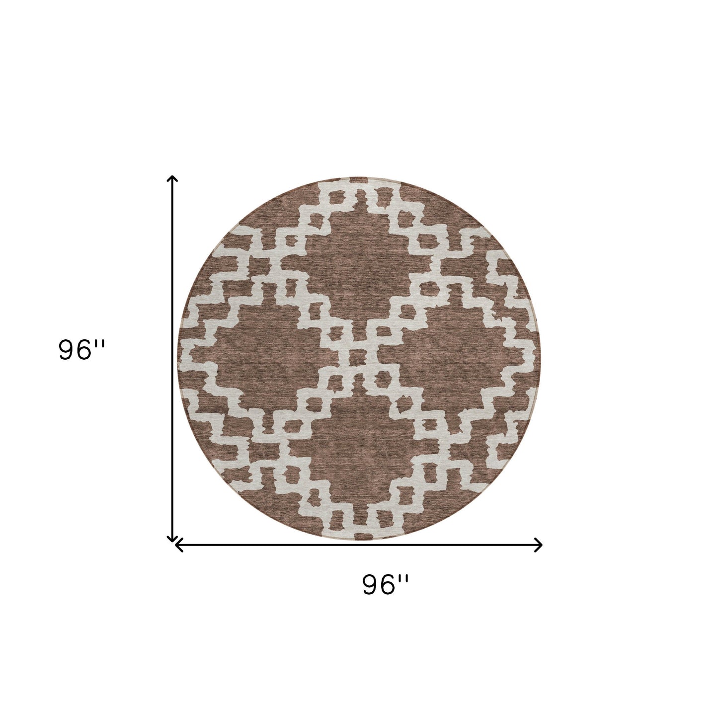 Tabselect Home Line 8' Brown And Ivory Round Geometric Washable Indoor Outdoor Area Rug