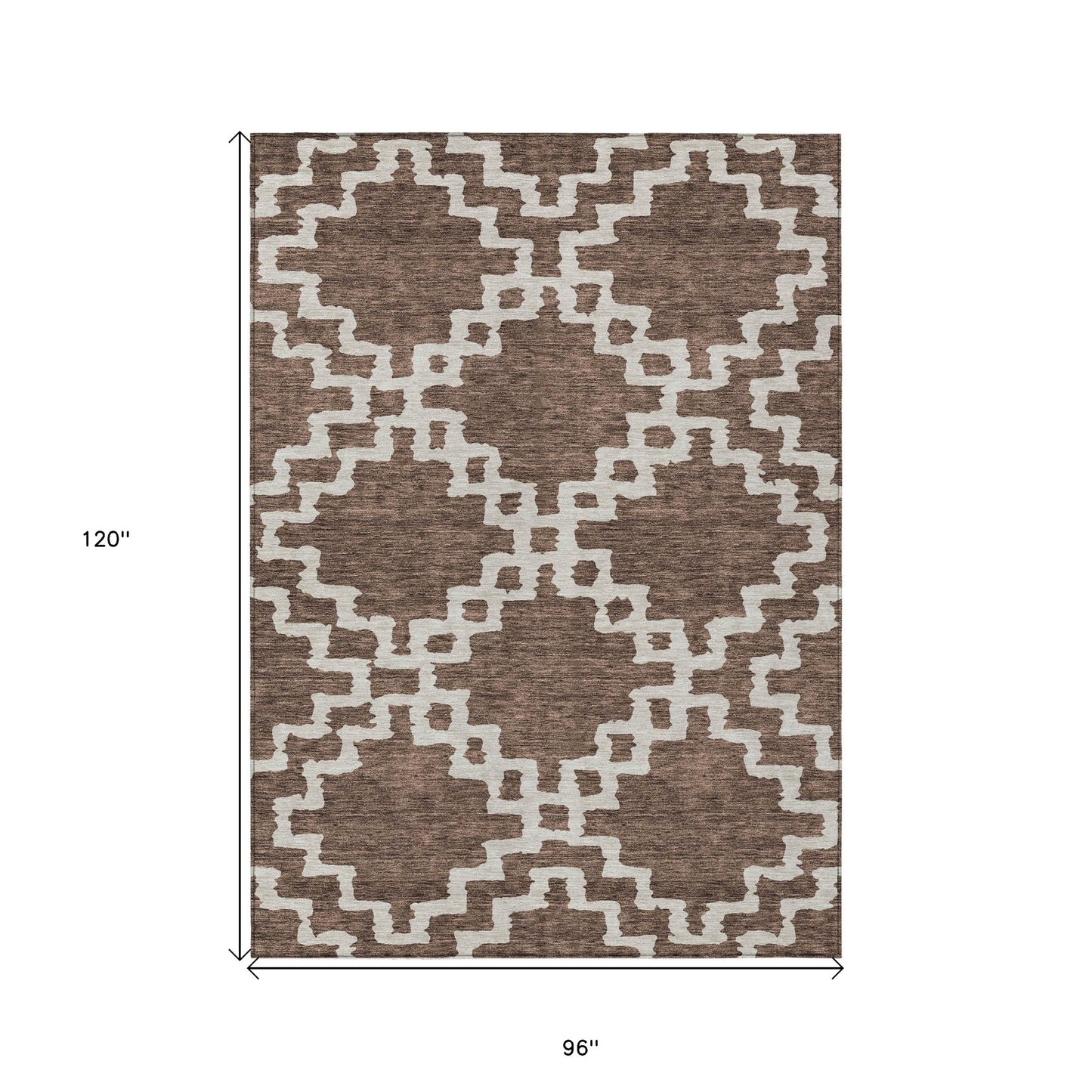 Tabselect Home Line 8' X 10' Brown And Ivory Geometric Washable Indoor Outdoor Area Rug
