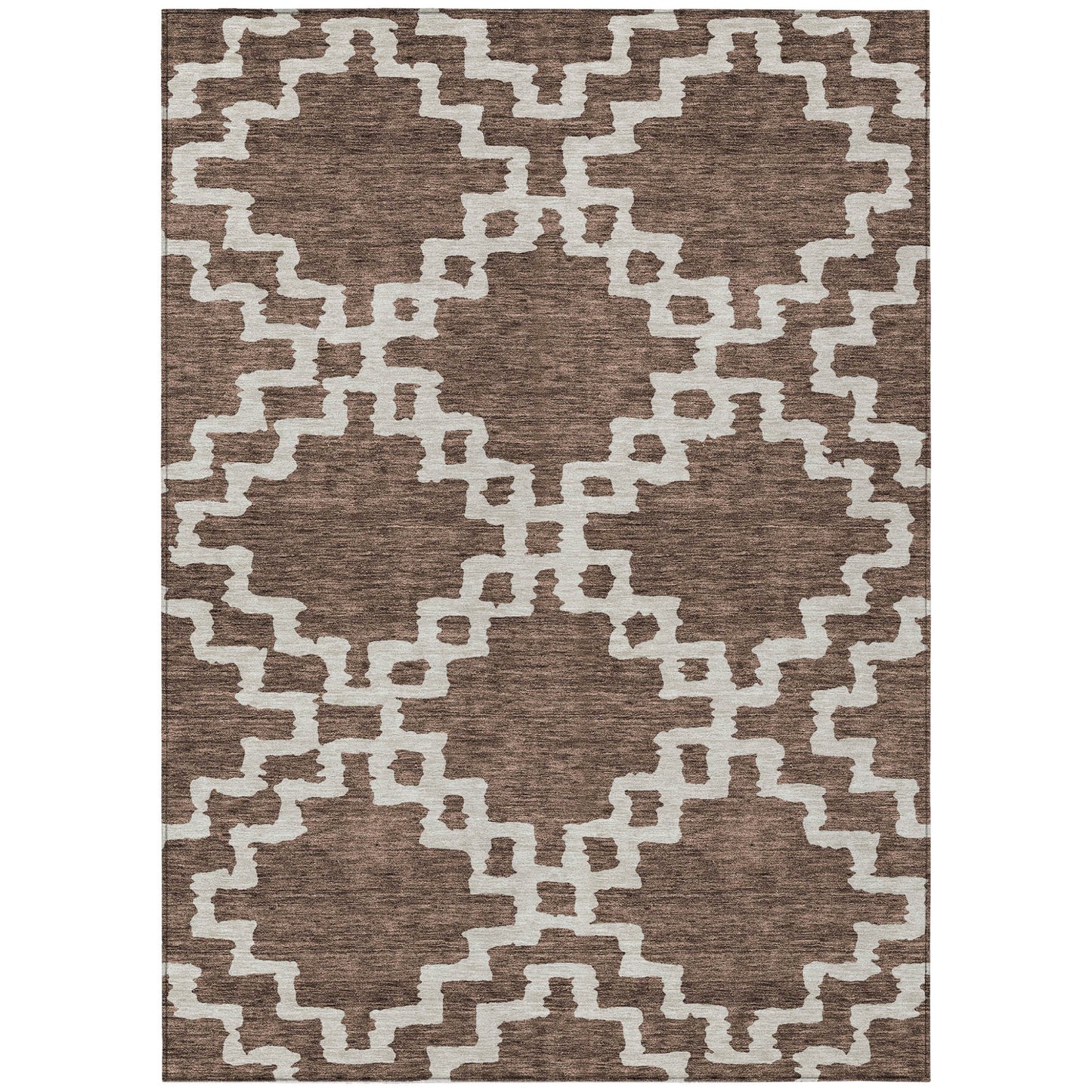 Tabselect Home Line 8' X 10' Brown And Ivory Geometric Washable Indoor Outdoor Area Rug