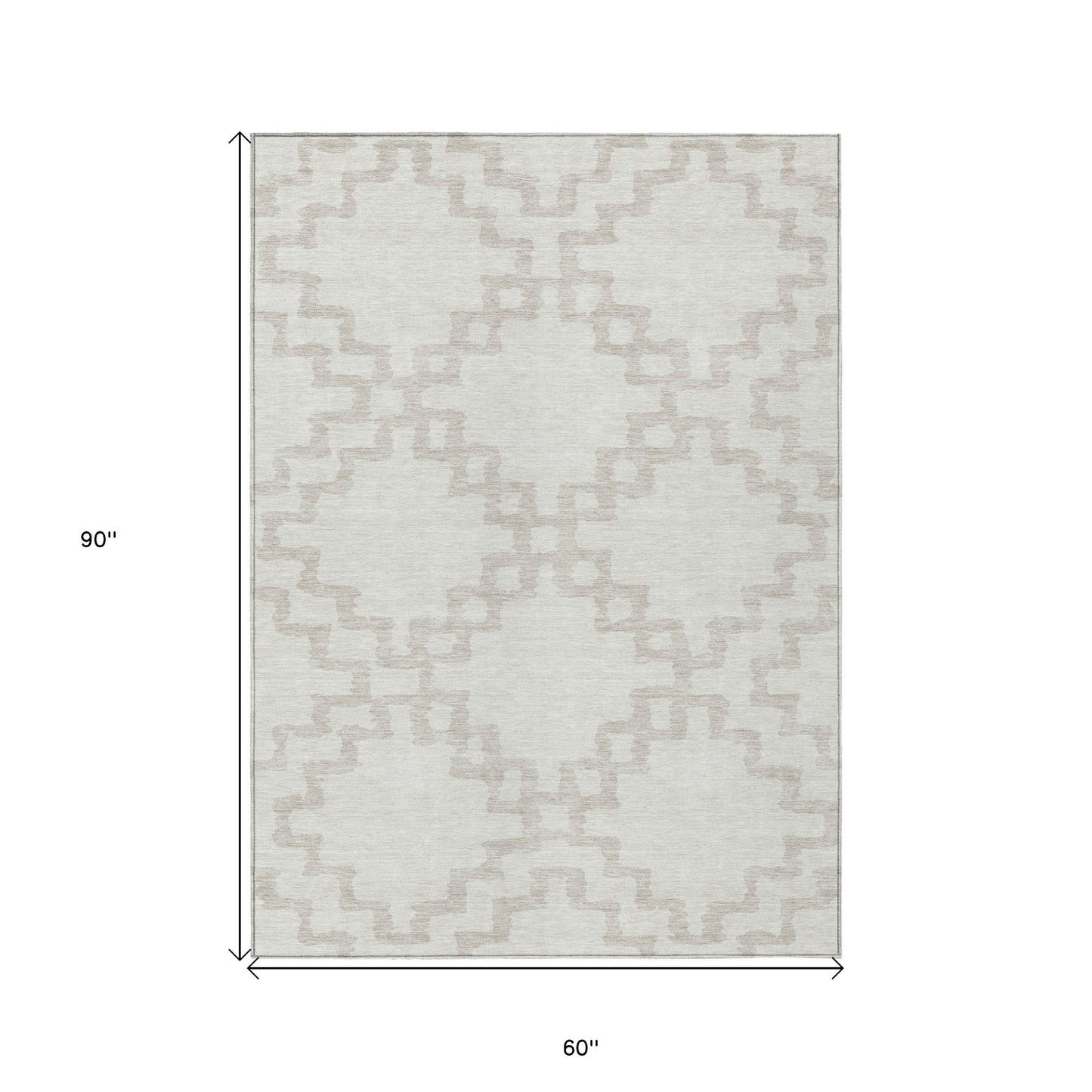 Tabselect Home Line 5' X 8' Ivory And Beige Geometric Washable Indoor Outdoor Area Rug