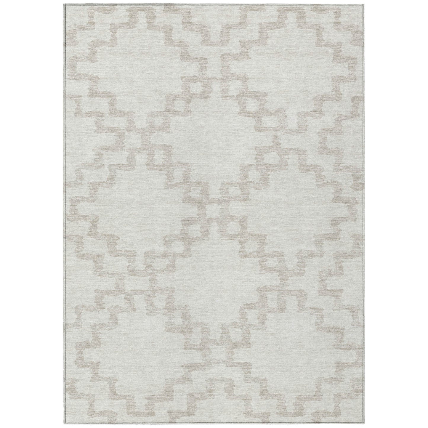 Tabselect Home Line 5' X 8' Ivory And Beige Geometric Washable Indoor Outdoor Area Rug
