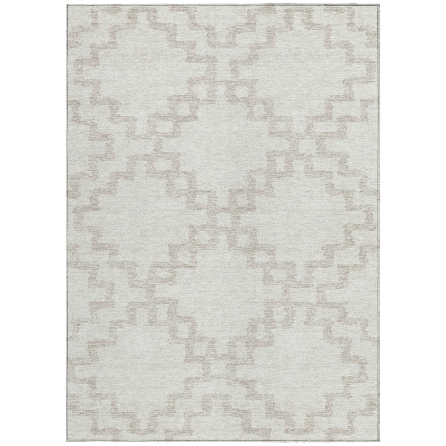 Tabselect Home Line 5' X 8' Ivory And Beige Geometric Washable Indoor Outdoor Area Rug