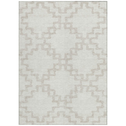Tabselect Home Line 5' X 8' Ivory And Beige Geometric Washable Indoor Outdoor Area Rug