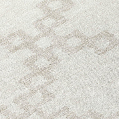 Tabselect Home Line 8' Ivory And Beige Round Geometric Washable Indoor Outdoor Area Rug