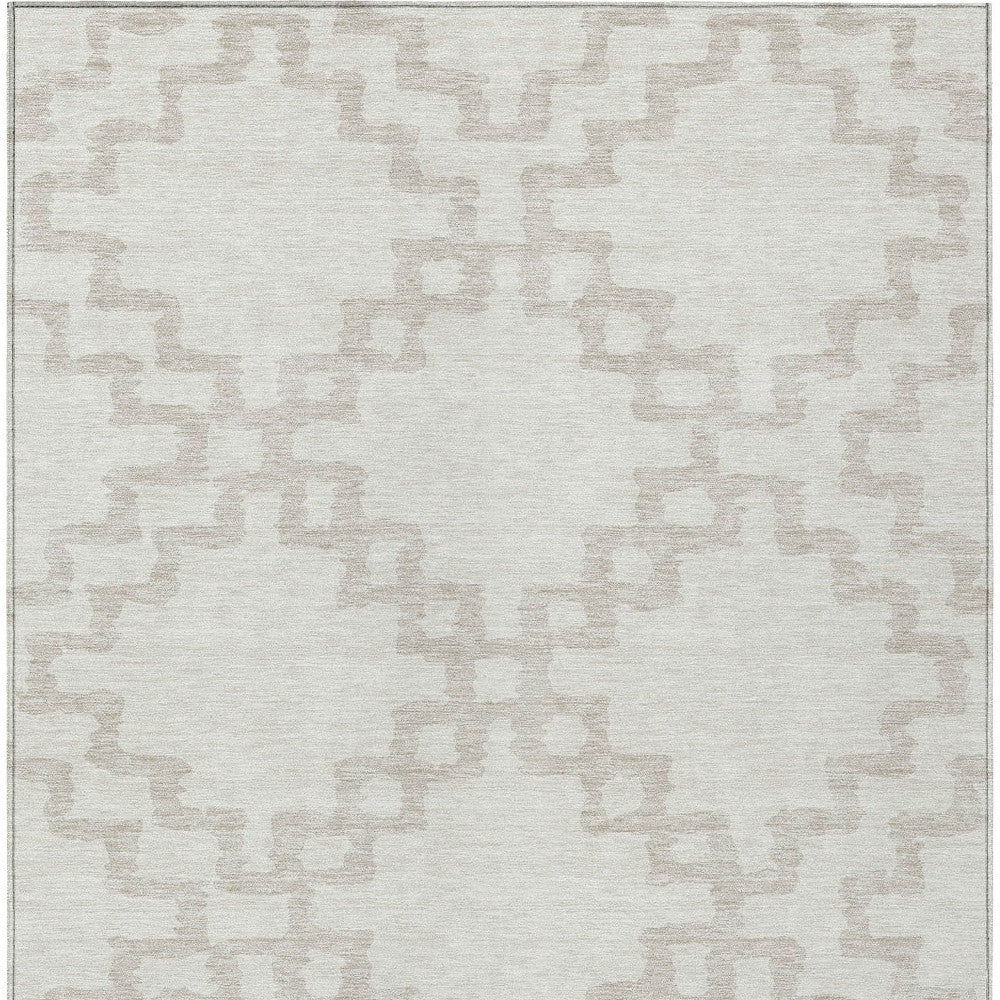 Tabselect Home Line 8' X 10' Ivory And Beige Geometric Washable Indoor Outdoor Area Rug