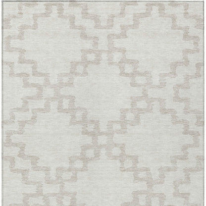 Tabselect Home Line 8' X 10' Ivory And Beige Geometric Washable Indoor Outdoor Area Rug