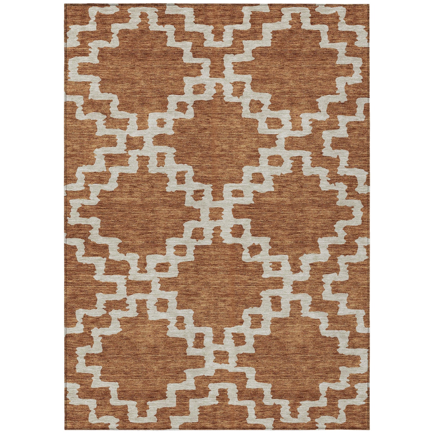 Tabselect Home Line 5' X 8' Brown And Ivory Geometric Washable Indoor Outdoor Area Rug