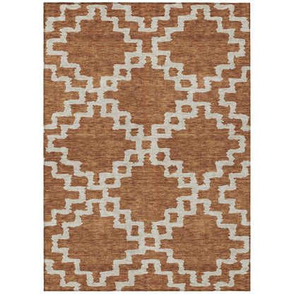 Tabselect Home Line 5' X 8' Brown And Ivory Geometric Washable Indoor Outdoor Area Rug
