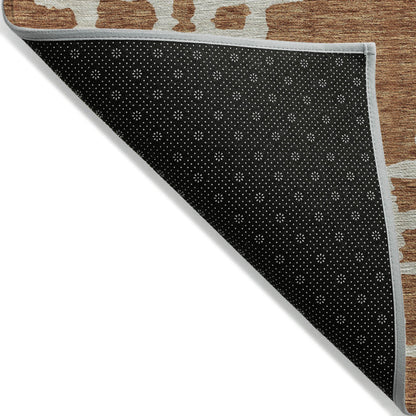 Tabselect Home Line 5' X 8' Brown And Ivory Geometric Washable Indoor Outdoor Area Rug