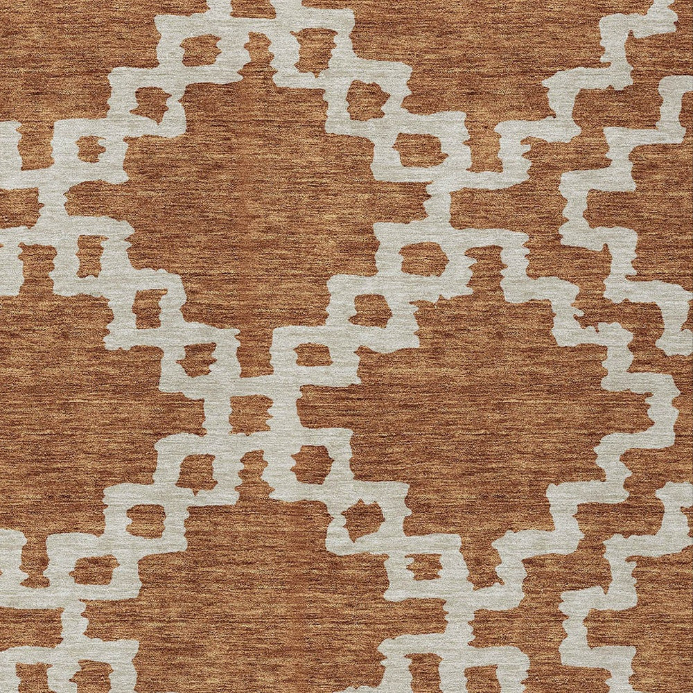 Tabselect Home Line 5' X 8' Brown And Ivory Geometric Washable Indoor Outdoor Area Rug
