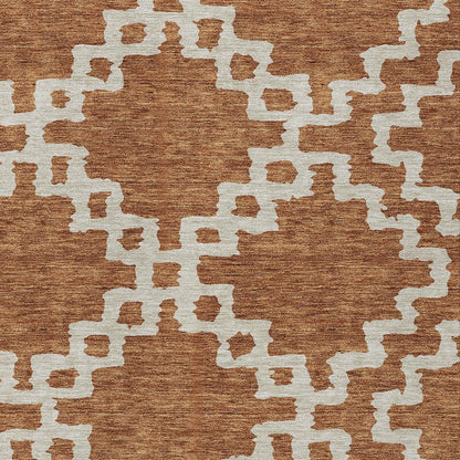 Tabselect Home Line 5' X 8' Brown And Ivory Geometric Washable Indoor Outdoor Area Rug