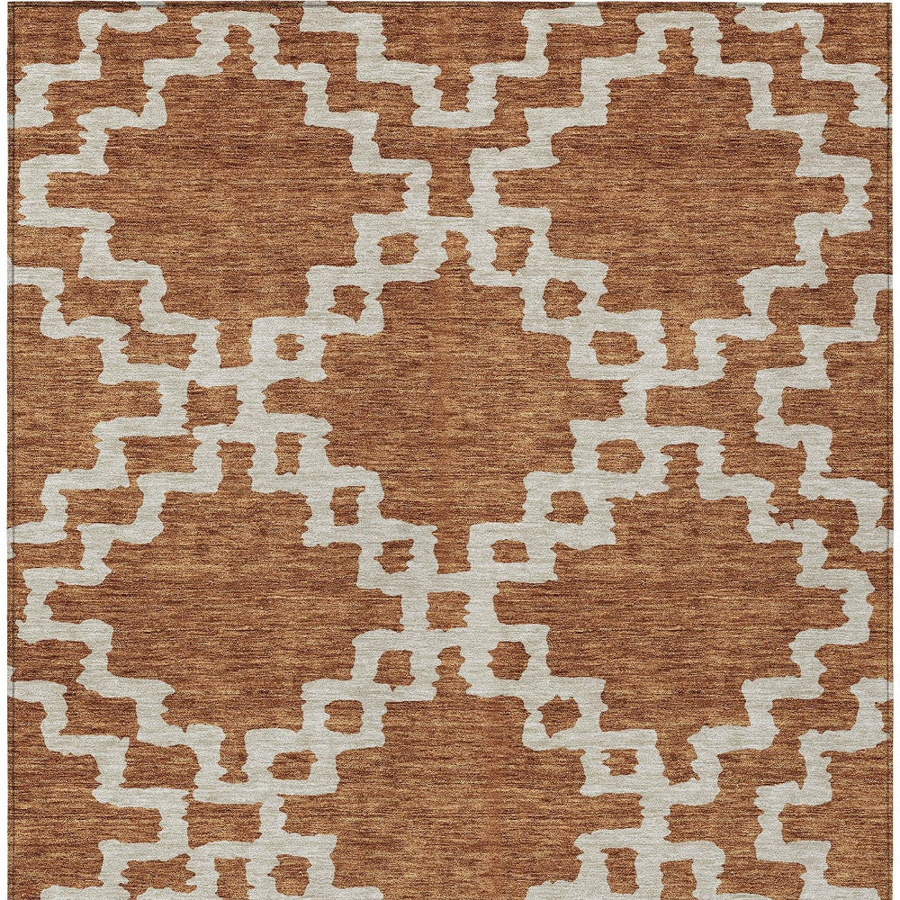 Tabselect Home Line 8' X 10' Brown And Ivory Geometric Washable Indoor Outdoor Area Rug