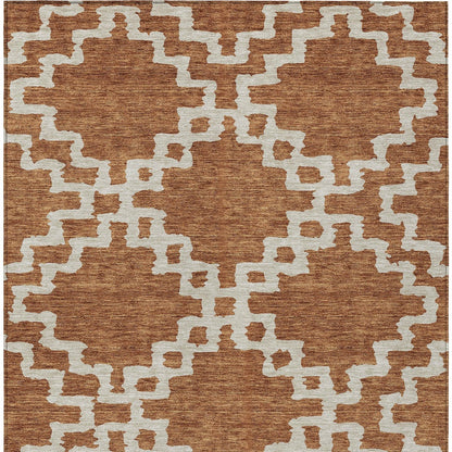 Tabselect Home Line 8' X 10' Brown And Ivory Geometric Washable Indoor Outdoor Area Rug