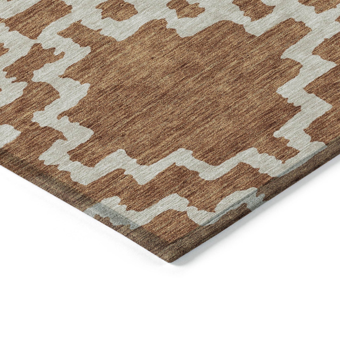 Tabselect Home Line 8' X 10' Brown And Ivory Geometric Washable Indoor Outdoor Area Rug
