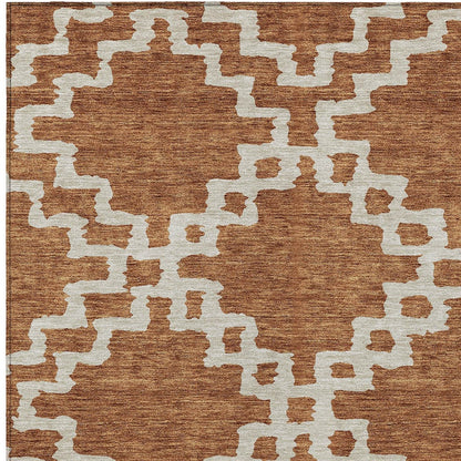 Tabselect Home Line 8' X 10' Brown And Ivory Geometric Washable Indoor Outdoor Area Rug