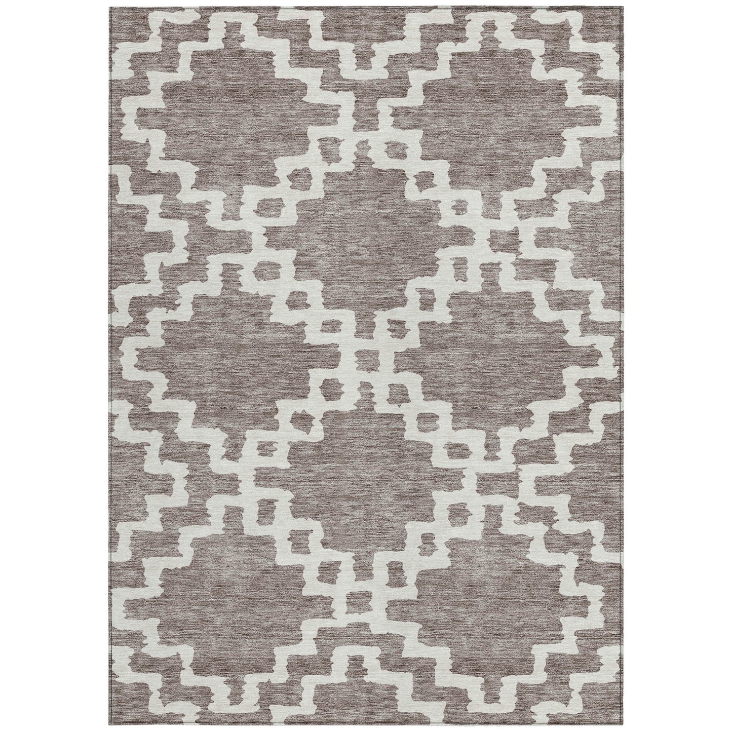 Tabselect Home Line 5' X 8' Taupe And Ivory Geometric Washable Indoor Outdoor Area Rug