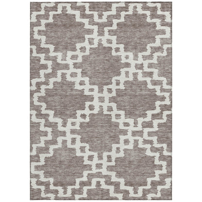 Tabselect Home Line 5' X 8' Taupe And Ivory Geometric Washable Indoor Outdoor Area Rug
