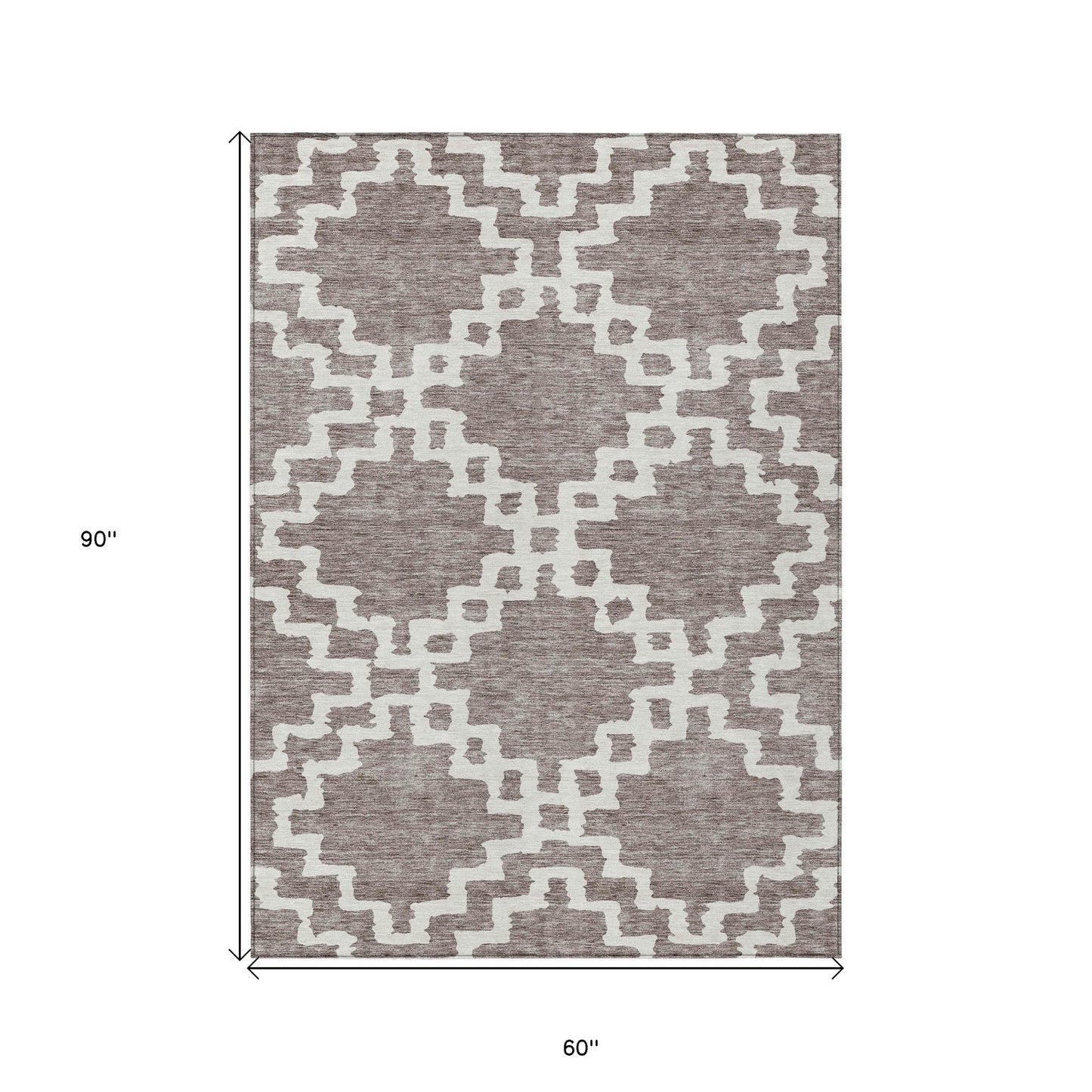 Tabselect Home Line 5' X 8' Taupe And Ivory Geometric Washable Indoor Outdoor Area Rug