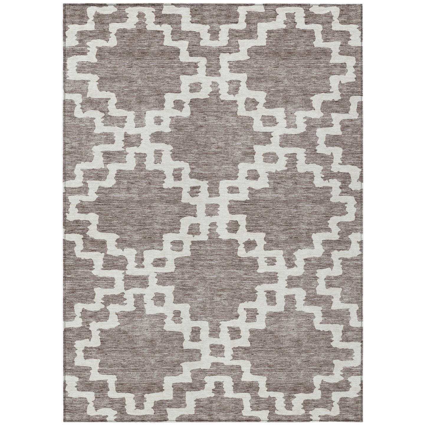 Tabselect Home Line 5' X 8' Taupe And Ivory Geometric Washable Indoor Outdoor Area Rug