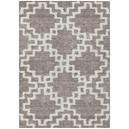 Tabselect Home Line 5' X 8' Taupe And Ivory Geometric Washable Indoor Outdoor Area Rug