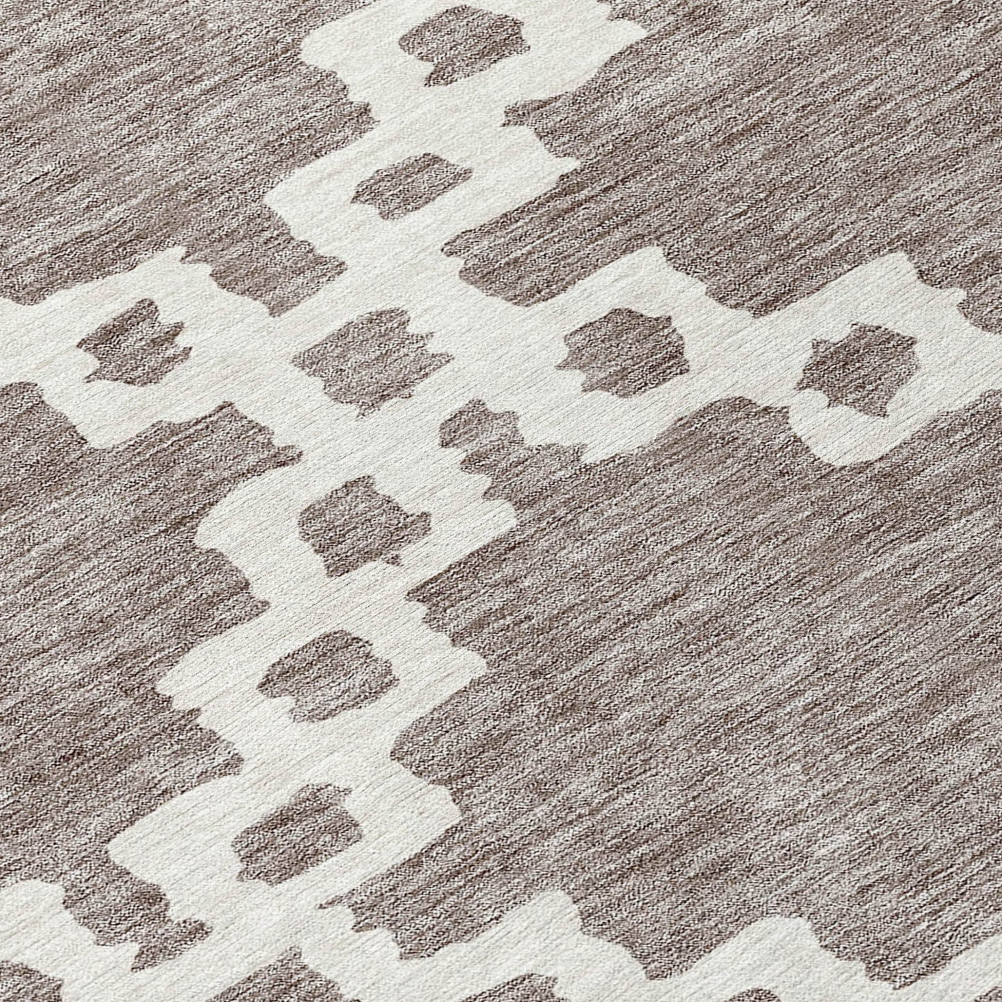 Tabselect Home Line 8' Taupe And Ivory Round Geometric Washable Indoor Outdoor Area Rug