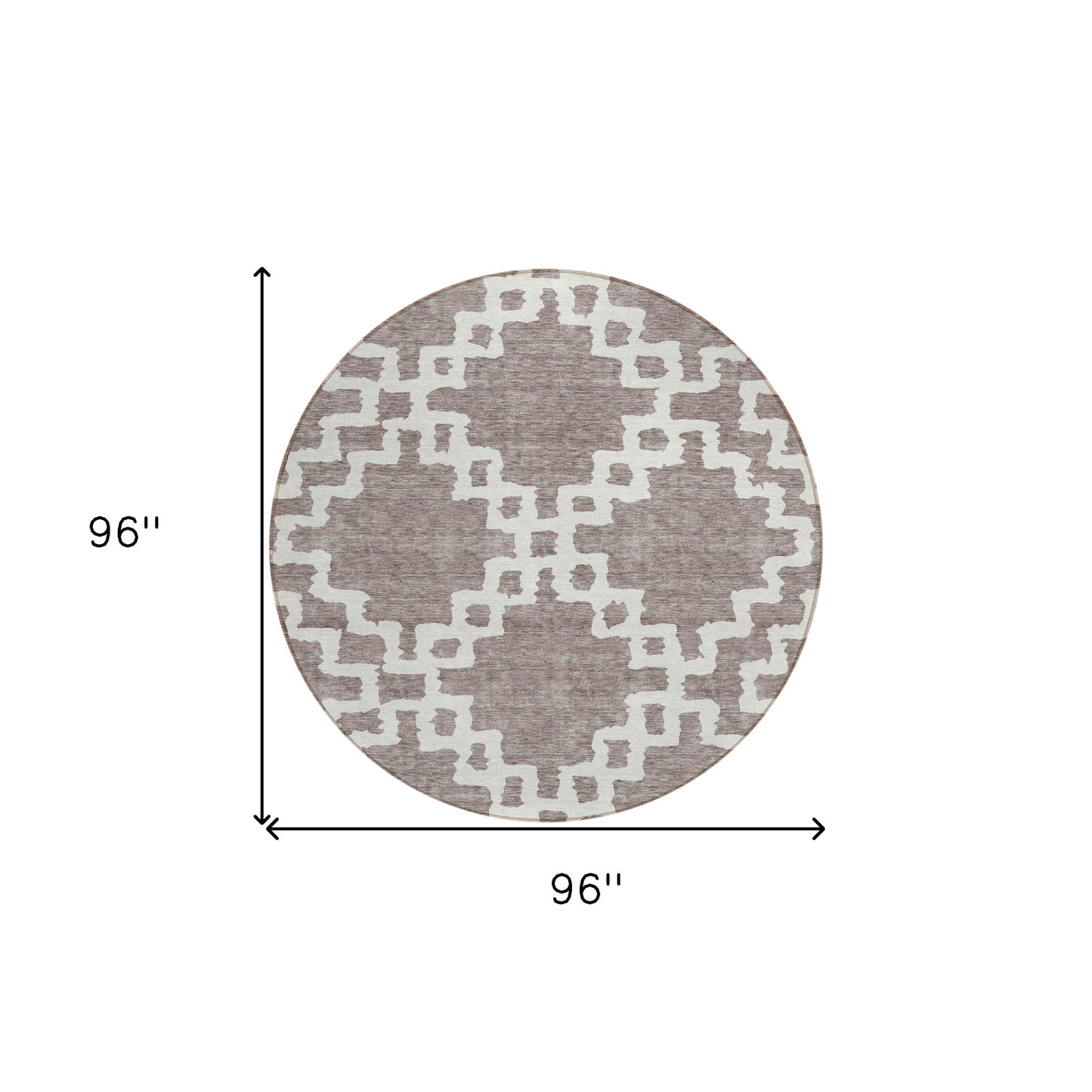 Tabselect Home Line 8' Taupe And Ivory Round Geometric Washable Indoor Outdoor Area Rug