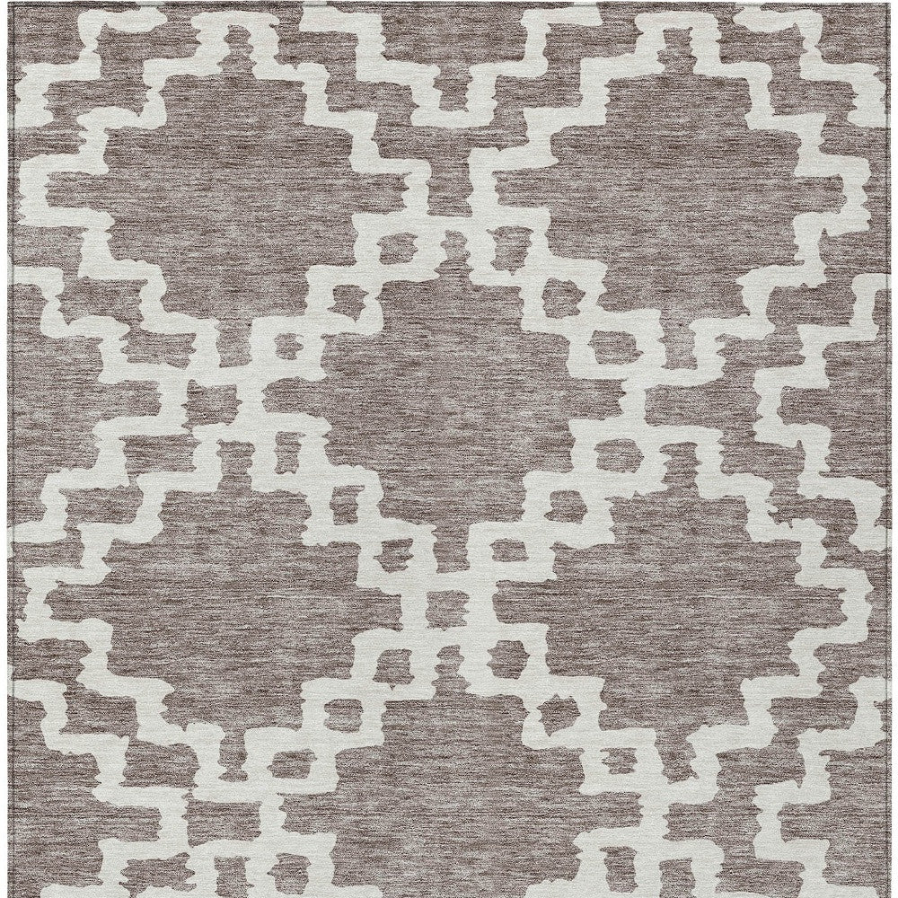 Tabselect Home Line 8' X 10' Taupe And Ivory Geometric Washable Indoor Outdoor Area Rug