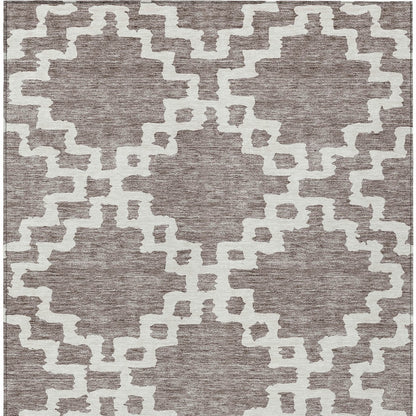 Tabselect Home Line 8' X 10' Taupe And Ivory Geometric Washable Indoor Outdoor Area Rug