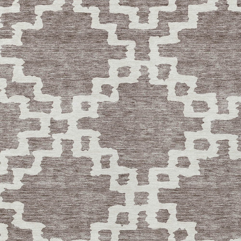 Tabselect Home Line 8' X 10' Taupe And Ivory Geometric Washable Indoor Outdoor Area Rug