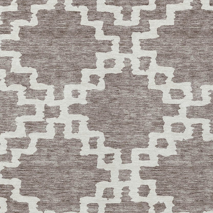Tabselect Home Line 8' X 10' Taupe And Ivory Geometric Washable Indoor Outdoor Area Rug