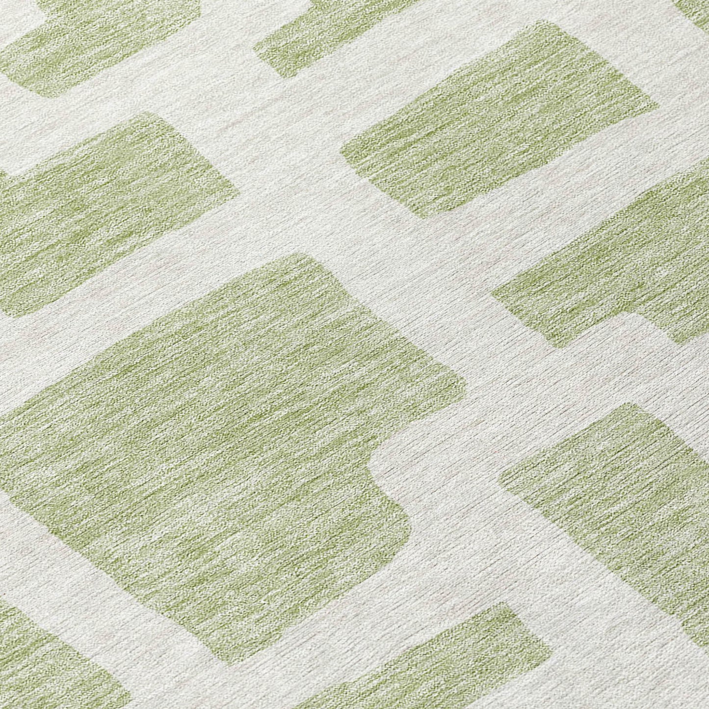 Tabselect Home Line 8' Artichoke Green And Ivory Round Abstract Washable Indoor Outdoor Area Rug
