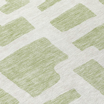 Tabselect Home Line 8' Artichoke Green And Ivory Round Abstract Washable Indoor Outdoor Area Rug