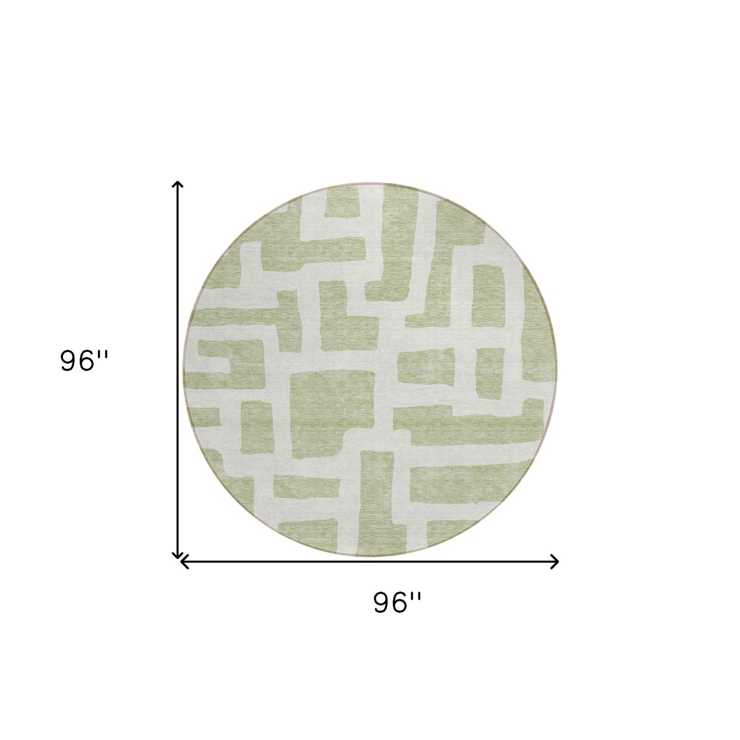 Tabselect Home Line 8' Artichoke Green And Ivory Round Abstract Washable Indoor Outdoor Area Rug