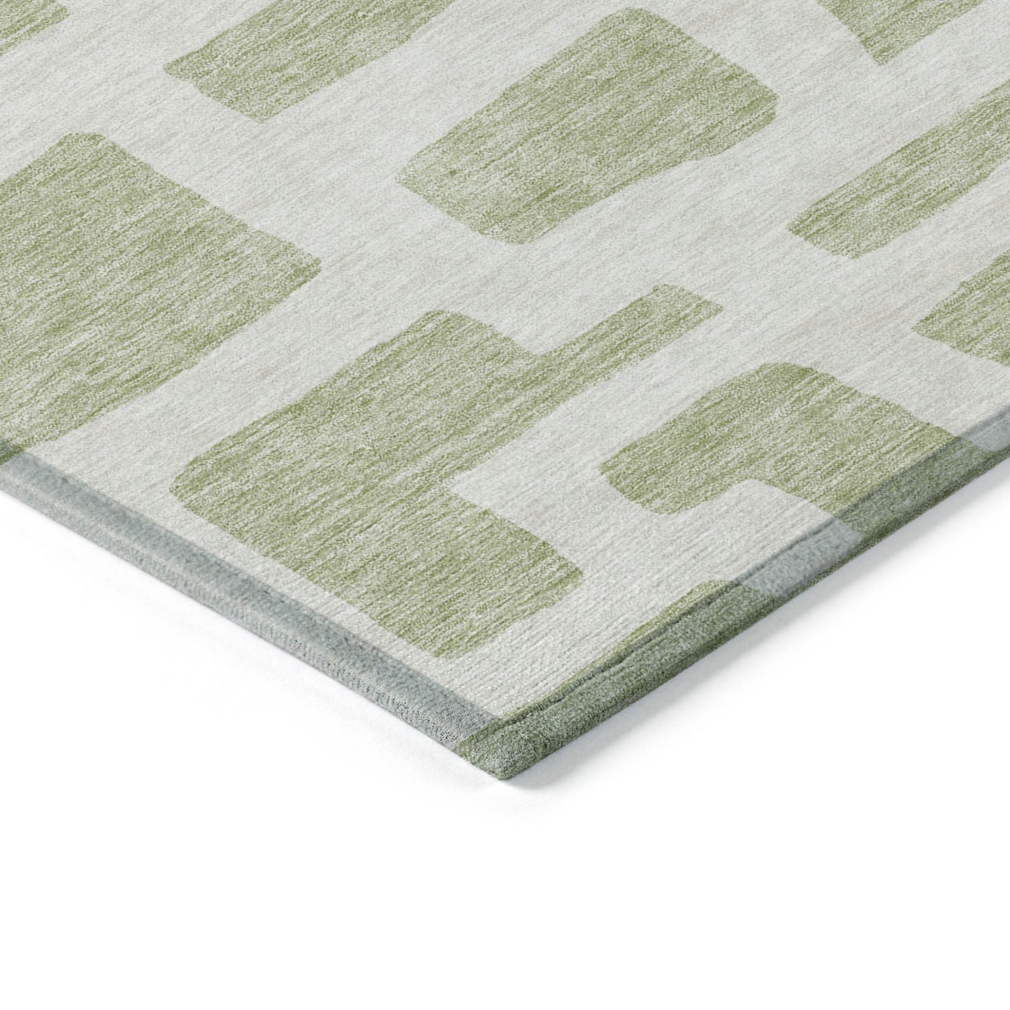 Tabselect Home Line 8' X 10' Artichoke Green And Ivory Abstract Washable Indoor Outdoor Area Rug
