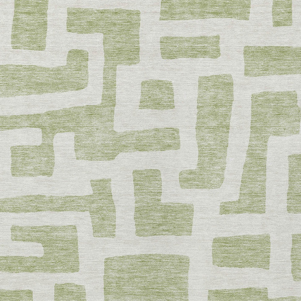 Tabselect Home Line 8' X 10' Artichoke Green And Ivory Abstract Washable Indoor Outdoor Area Rug