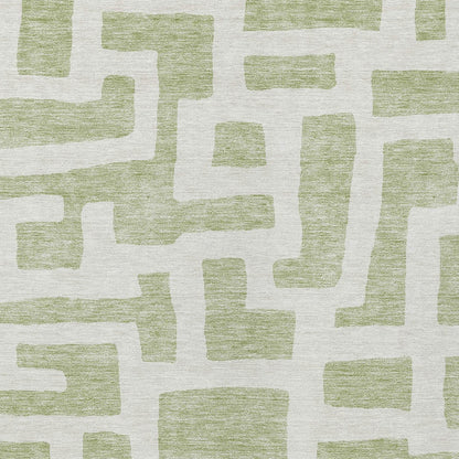 Tabselect Home Line 8' X 10' Artichoke Green And Ivory Abstract Washable Indoor Outdoor Area Rug