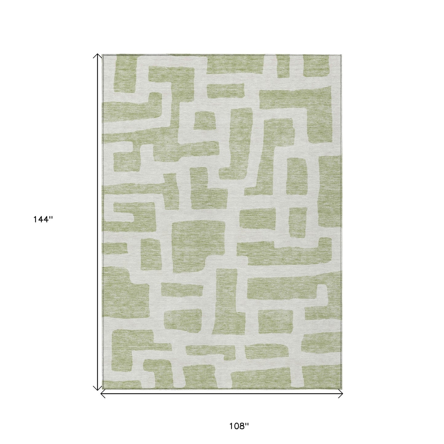 Tabselect Home Line 9' X 12' Artichoke Green And Ivory Abstract Washable Indoor Outdoor Area Rug