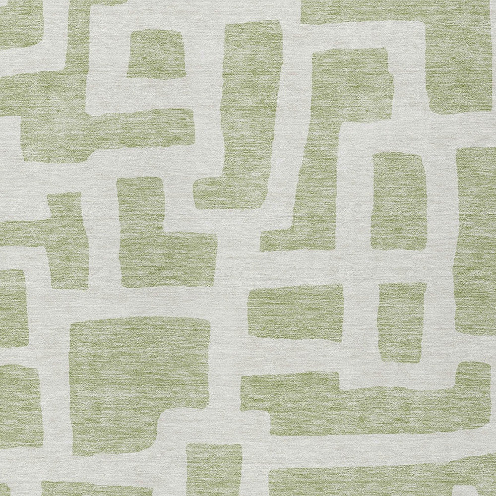 Tabselect Home Line 9' X 12' Artichoke Green And Ivory Abstract Washable Indoor Outdoor Area Rug