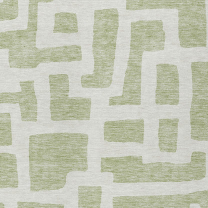 Tabselect Home Line 9' X 12' Artichoke Green And Ivory Abstract Washable Indoor Outdoor Area Rug