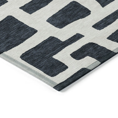 Tabselect Home Line 5' X 8' Black And Ivory Abstract Washable Indoor Outdoor Area Rug