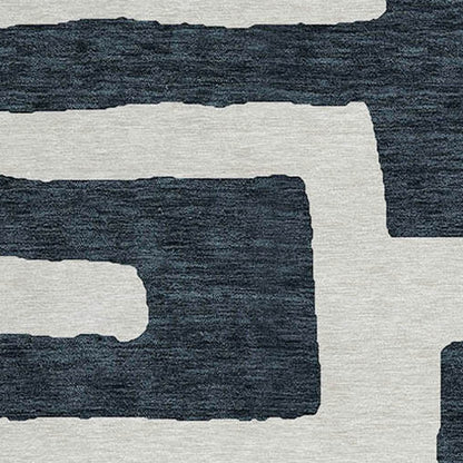 Tabselect Home Line 8' Black And Ivory Round Abstract Washable Indoor Outdoor Area Rug