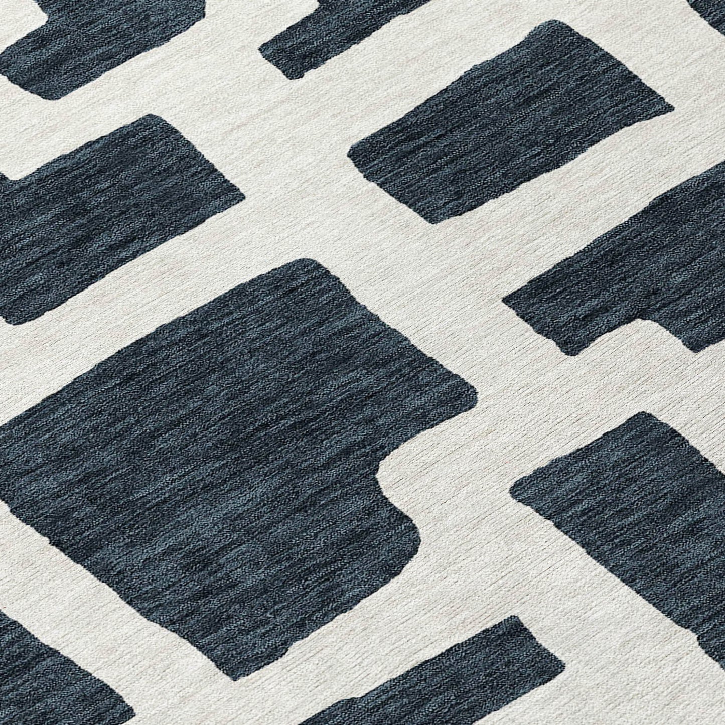 Tabselect Home Line 8' Black And Ivory Round Abstract Washable Indoor Outdoor Area Rug