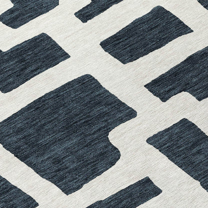 Tabselect Home Line 8' Black And Ivory Round Abstract Washable Indoor Outdoor Area Rug