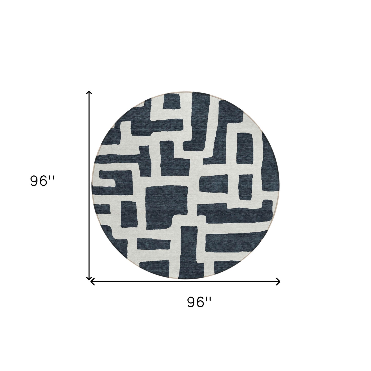 Tabselect Home Line 8' Black And Ivory Round Abstract Washable Indoor Outdoor Area Rug