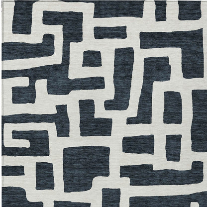 Tabselect Home Line 8' X 10' Black And Ivory Abstract Washable Indoor Outdoor Area Rug